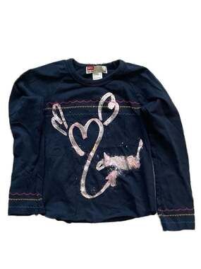 Diesel Kids Navy Blue Long Sleeve Graphic Heart Tee Shirt Toddler Size 5